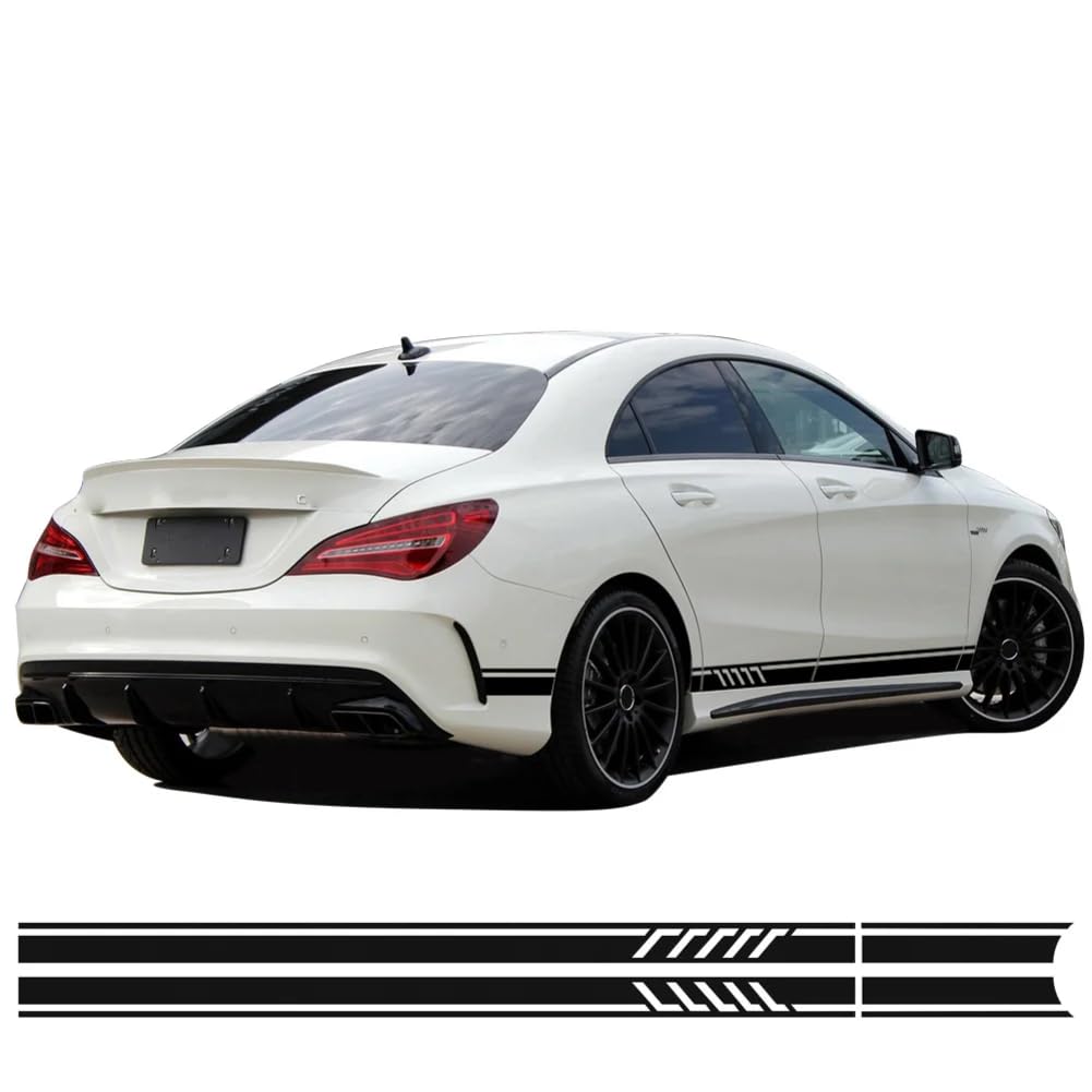 Side Stripe Aufkleber Aufkleber, für Mercedes Benz CLA 45 W117 C117 X117 AMG - 5D Kohlefaser/Schwarz/Weiß/Silbergrau von ZAVEIL