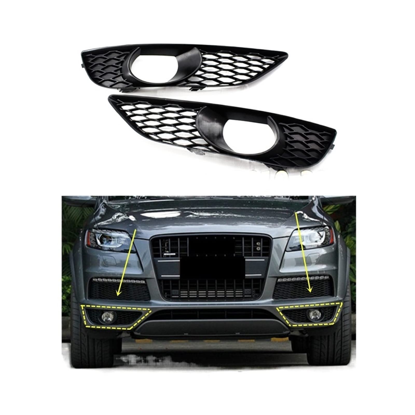 2 stücke Racing Grills Kompatibel for Audi Q7 S7 S-linie Nebelscheinwerfer Licht Kühlergrill Unteren Vorderen Stoßstange rahmen 2010 2011 2012 2013 2014 2015(Fog Light Grille) von ZAZXCWN