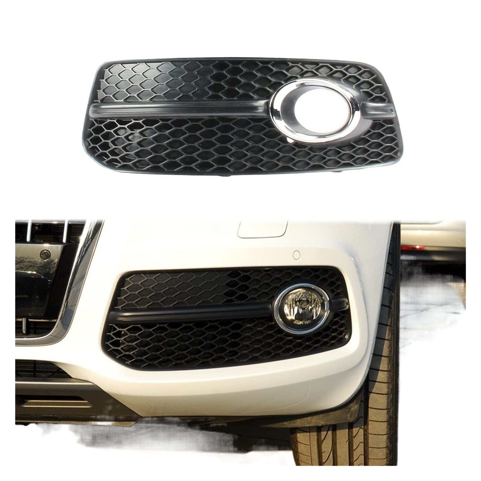 Auto-Frontstoßstange, Nebelscheinwerfer, Abdeckrahmen, Nebelscheinwerfer-Grill, Grill, Scheinwerfer, Schutzabdeckung, Lampenhaube, kompatibel for Audi Q5 S-Linie 2009–2012(Left) von ZAZXCWN