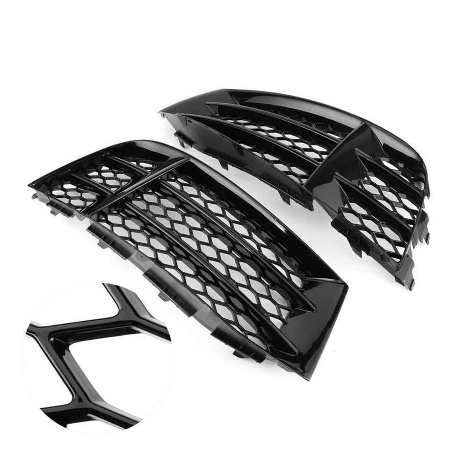 Paar glänzend schwarze H/oneycombs Mesh-Nebelscheinwerfergitter, Grillabdeckung, kompatibel for Audi RS5 B8.5 2013 2014 2015 2016 von ZAZXCWN