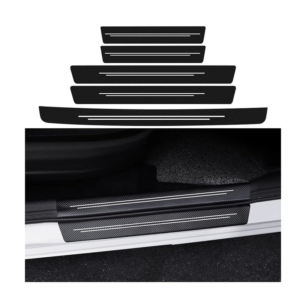 5 Stück Auto Einstiegsleisten Schutz für Mercedes-Benz Maybach S-Class Pullman (VV222) 2016-2018, Trunk Door Sill Strip Carbon-Faser-StoßStangen Anti-Scratch Auto Einstiegsleisten Schutzfolie von ZBGHJL