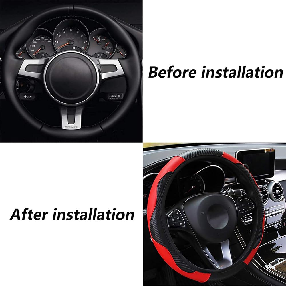 Lenkradbezug Auto für Audi S5 Cabriolet (8T, Facelift 2011) 2011-2016, Lenkradhülle Teleskop Lenkrad Abdeckung weich bequem Steering Lenkradschoner für Auto Zubehör Innenraum 37-38cm,C von ZBGHJL