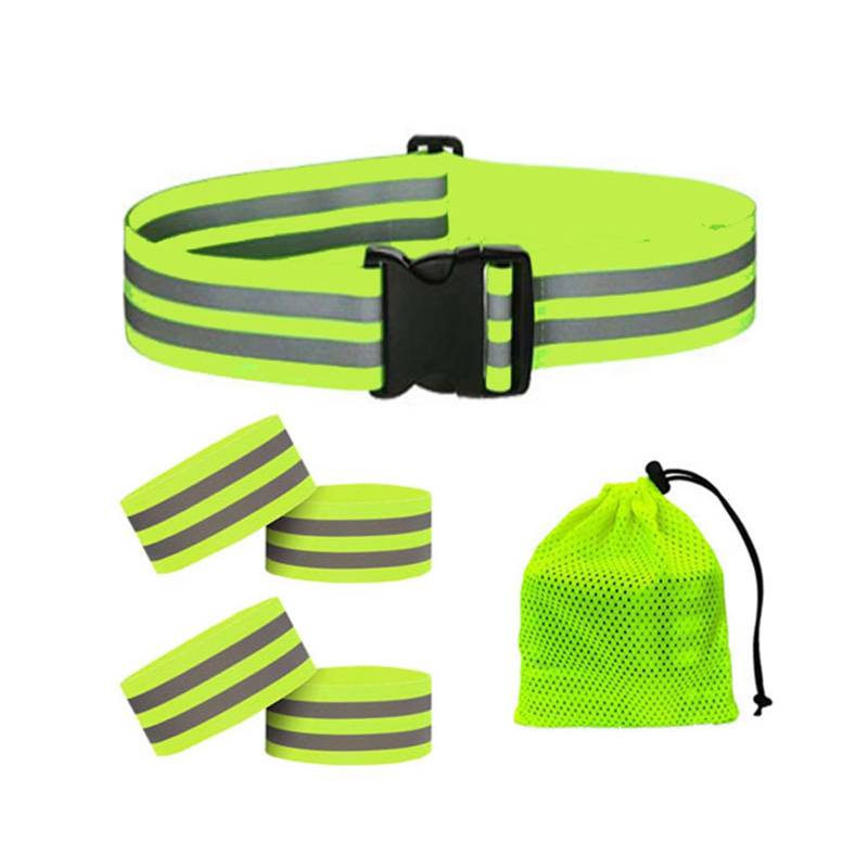 Reflektorband Gurt Zum Laufen Joggen Gehen Radfahren Outdoor Reflektierender Gürtel Mit Armbinden Taillenband Und Aufbewahrungstasche von ZBIianxer