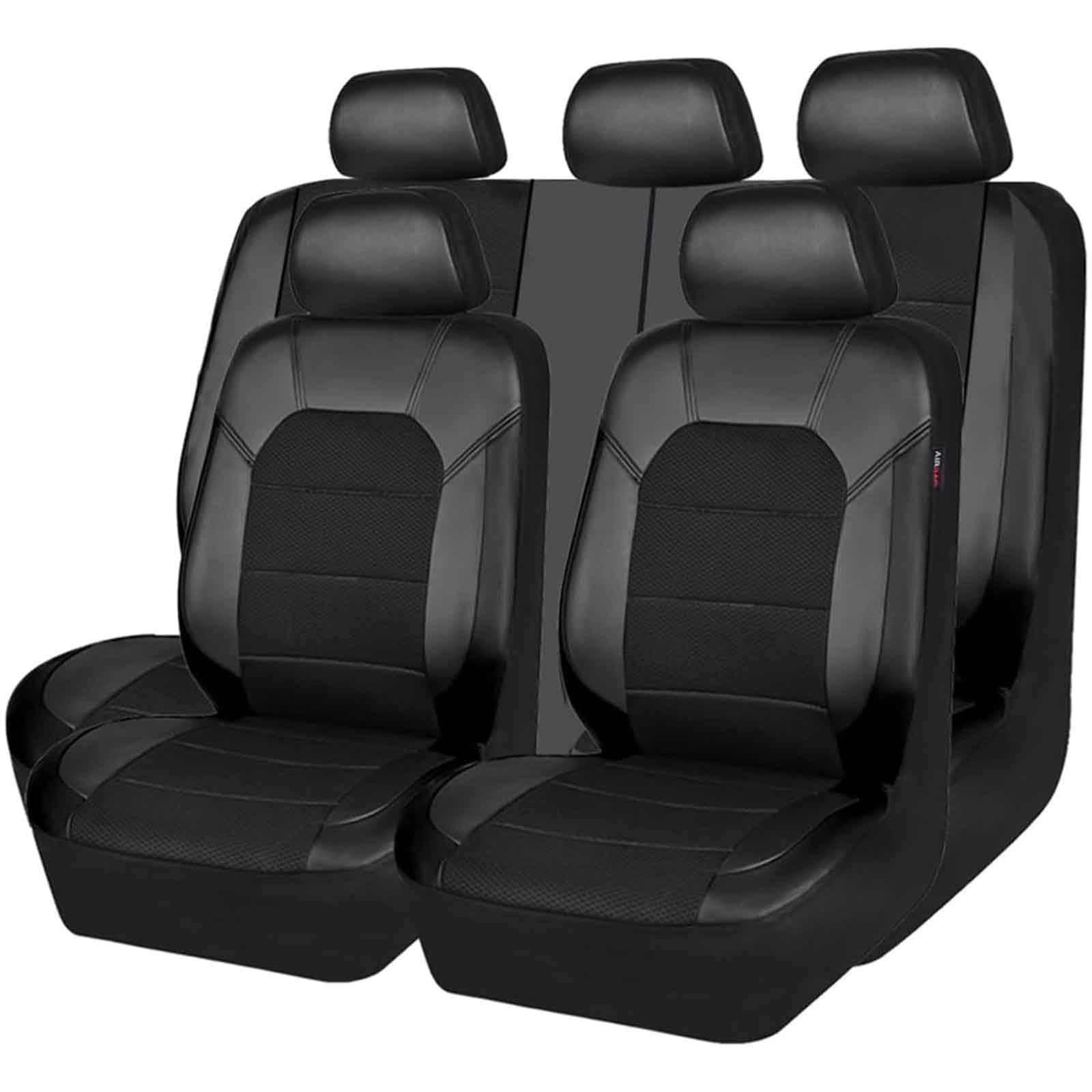 5 Sitzer Auto SitzbezüGe Sets Für Mercedes Benz Classe A A200 A180 W169 A160 A150 W169 A170 2000-2023, Leder Vordersitze RüCksitze Sitzauflagen Komplettset Atmungsaktiv Sitzschoner Innenraum Zubehör von ZBMDTHEF