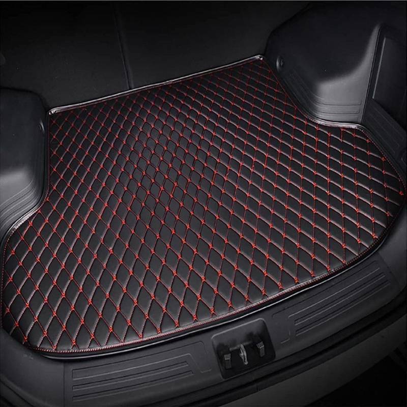 Auto Leder Kofferraummatten Für Alfa Romeo Giulietta 2010-2021, Kofferraum Schutzmatte Cargo Teppich Vollabdeckung Kofferraumwanne rutschfest Innenraum Zubehör,C/Black-Red von ZBMDTHEF