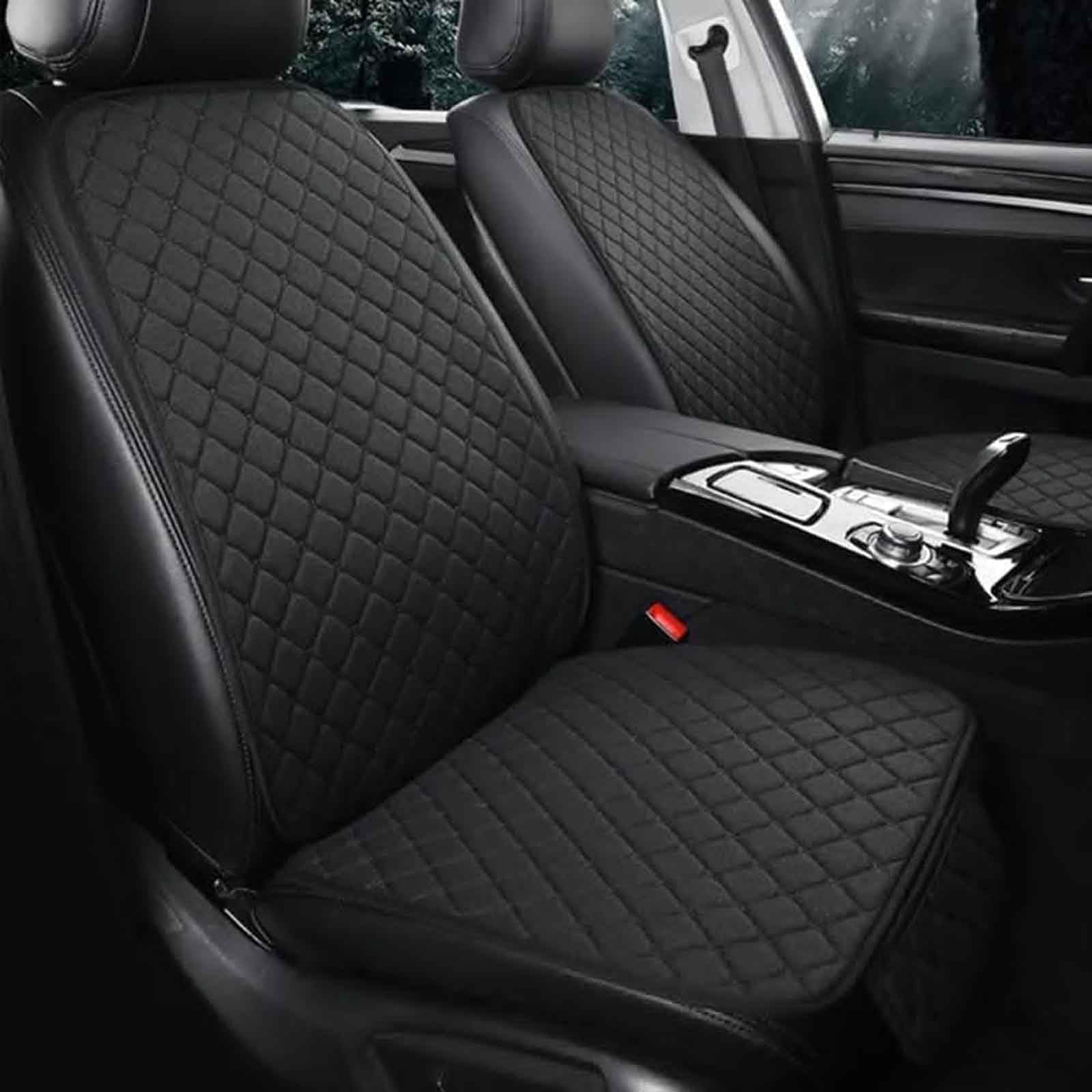 ZBMDTHEF Auto SitzbezüGe Set Für FIAT Linea 2007-2012, 5 Sitzer Leinen Sitzschoner Vorne Hinten Sitzkissen Allwetter Wasserdicht Atmungsaktiv SchonbezüGe Zubehör,A/Black von ZBMDTHEF