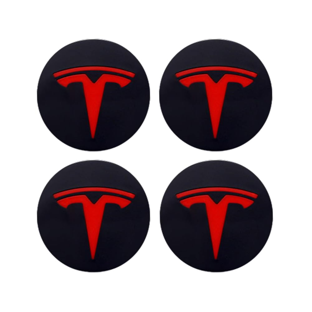 4 Stück Nabendeckel Aufkleber für Tesla 56MM,Nabenkappen Abzeichen Sticker,Auto Radnabenkappen Aufkleber,Auto Logo Aufkleber von ZBYFCLK