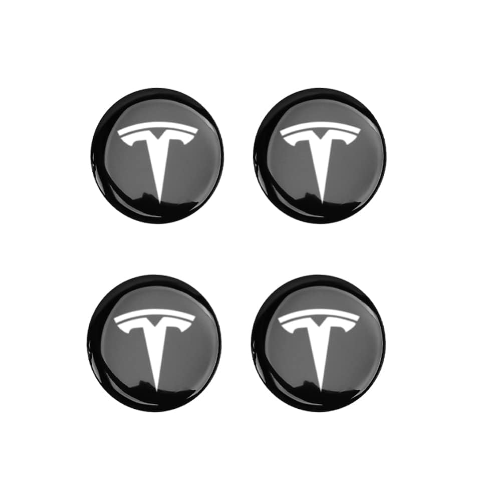 4 Stück Nabendeckel Aufkleber für Tesla Model Y 56mm,Nabenkappen Abzeichen Sticker,Auto Radnabenkappen Aufkleber,Auto Logo Aufkleber von ZBYFCLK