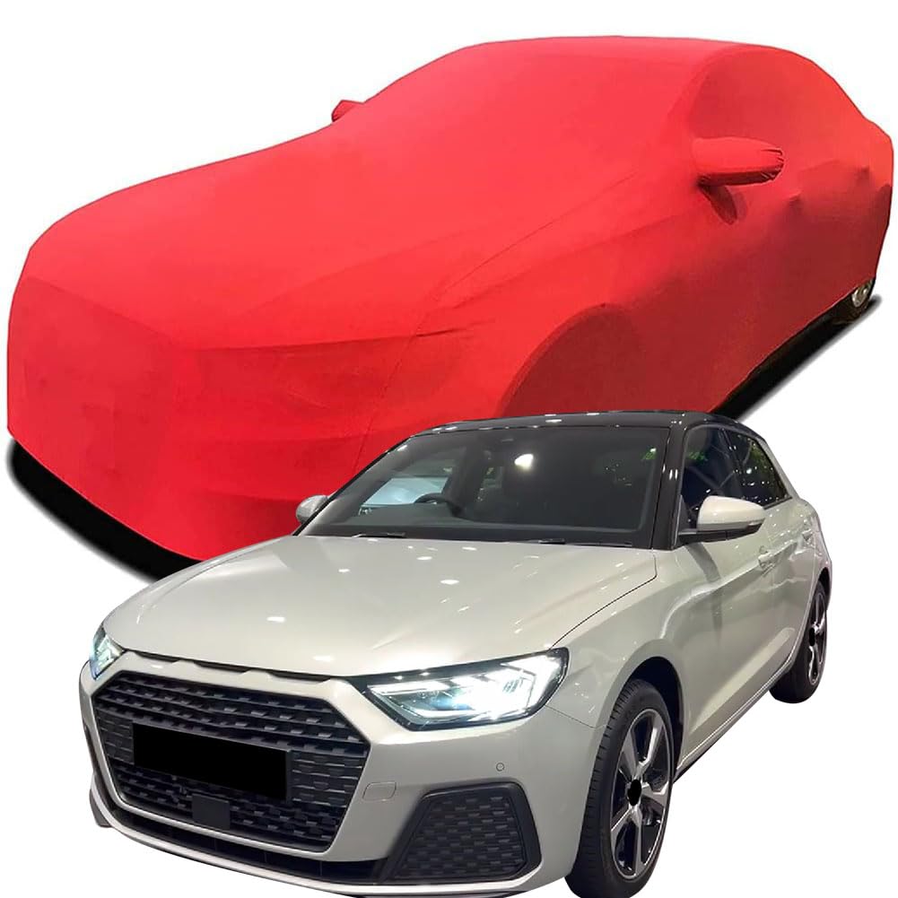 Auto Abdeckung für 2023 Audi A1 Sportback 30 TFSI (110hp), Indoor Schutz Elastisch Atmungsaktiv Staubschutz Weich Stretch Stoff Autoabdeckung,Red von ZCHQF