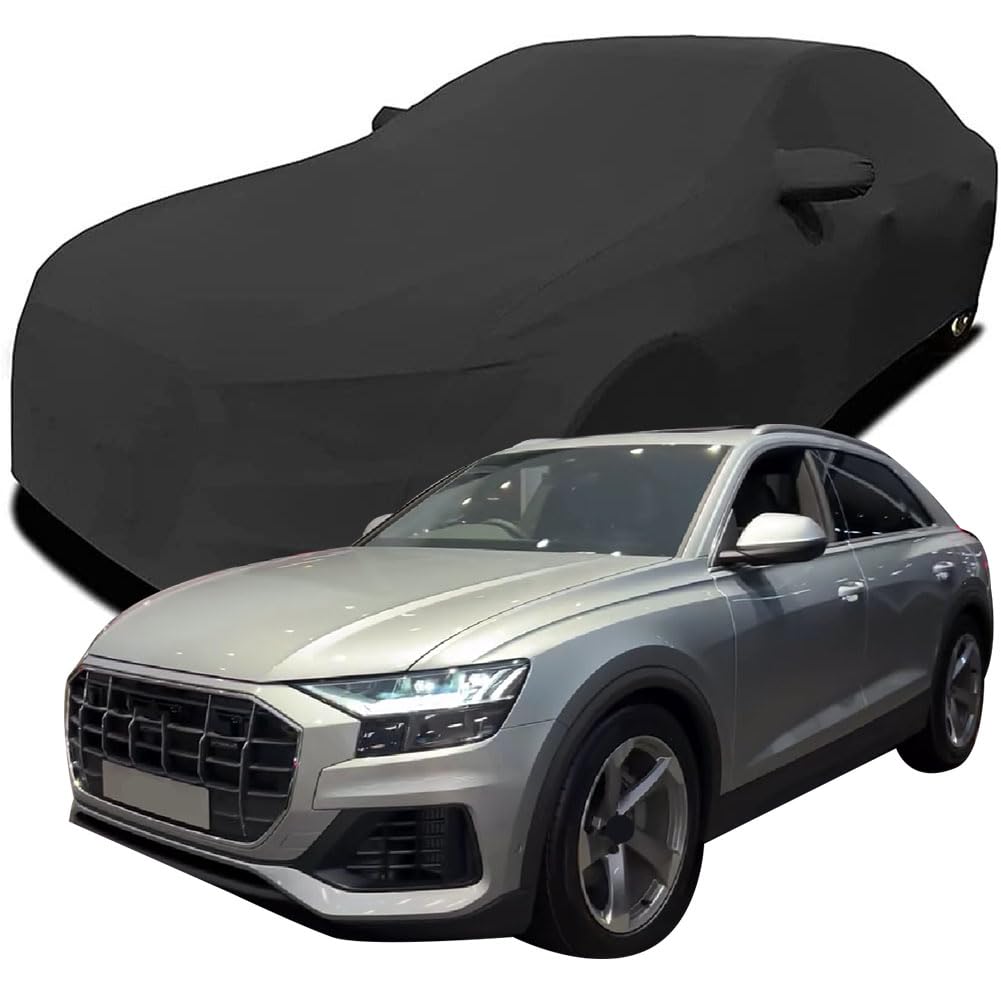 Auto Abdeckung für 2023 Audi Q8 55 TFSI quattro, Indoor Schutz Elastisch Atmungsaktiv Staubschutz Weich Stretch Stoff Autoabdeckung,Black von ZCHQF