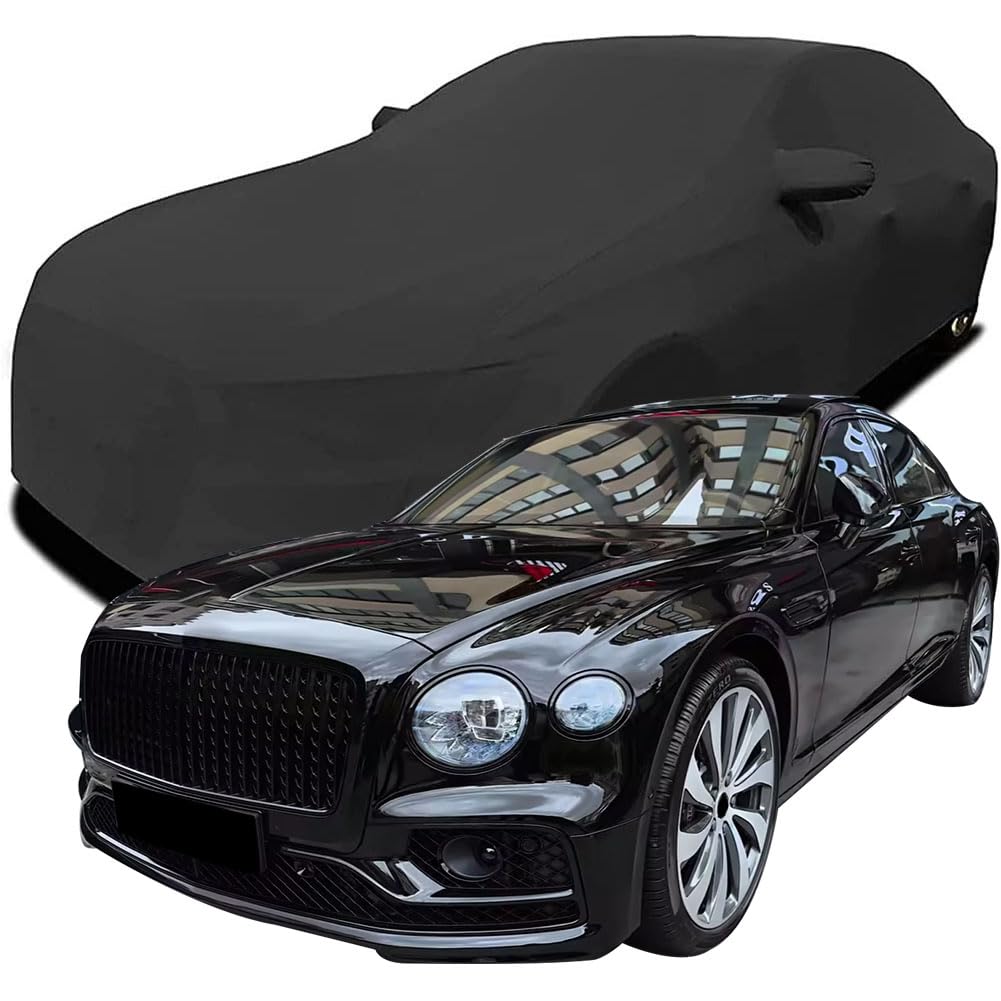 Auto Abdeckung für 2023 Bentley Flying Spur Black Edition, Indoor Schutz Elastisch Atmungsaktiv Staubschutz Weich Stretch Stoff Autoabdeckung,Black von ZCHQF