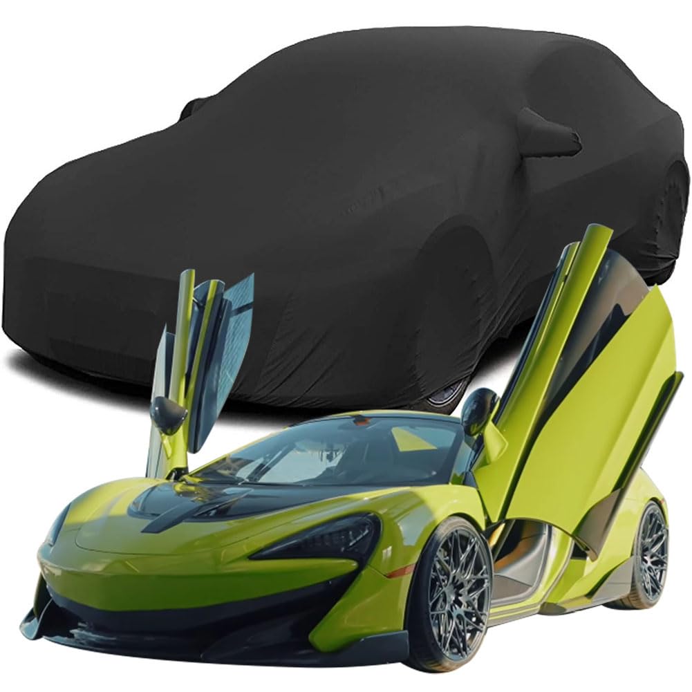 Auto Abdeckung für 2023 GTA real-life Version: McLaren 600 LT | McLaren, Indoor Schutz Elastisch Atmungsaktiv Staubschutz Weich Stretch Stoff Autoabdeckung,Black von ZCHQF