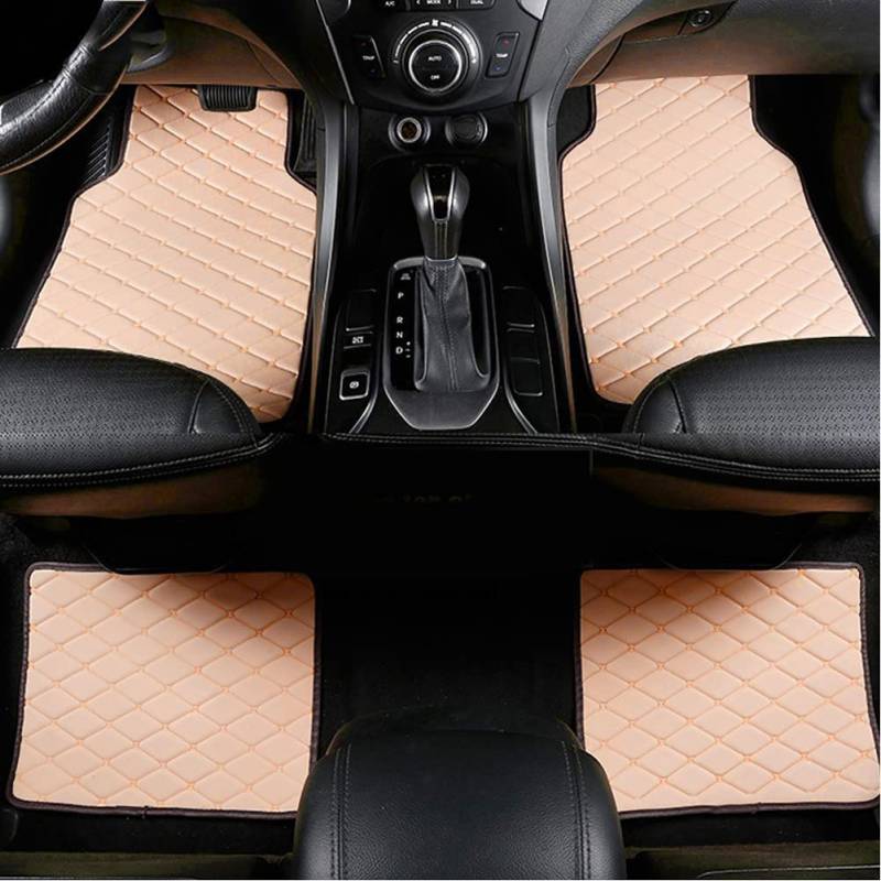 Leder Auto Fußmatten für Seat Ibiza 2008-2010 2011 2012 2013 2014 2015 2016 2017, Wasserdicht Anti Rutsch Bodenmatten Allwetterschutz Fussmatten,B-Beige von ZCHQF