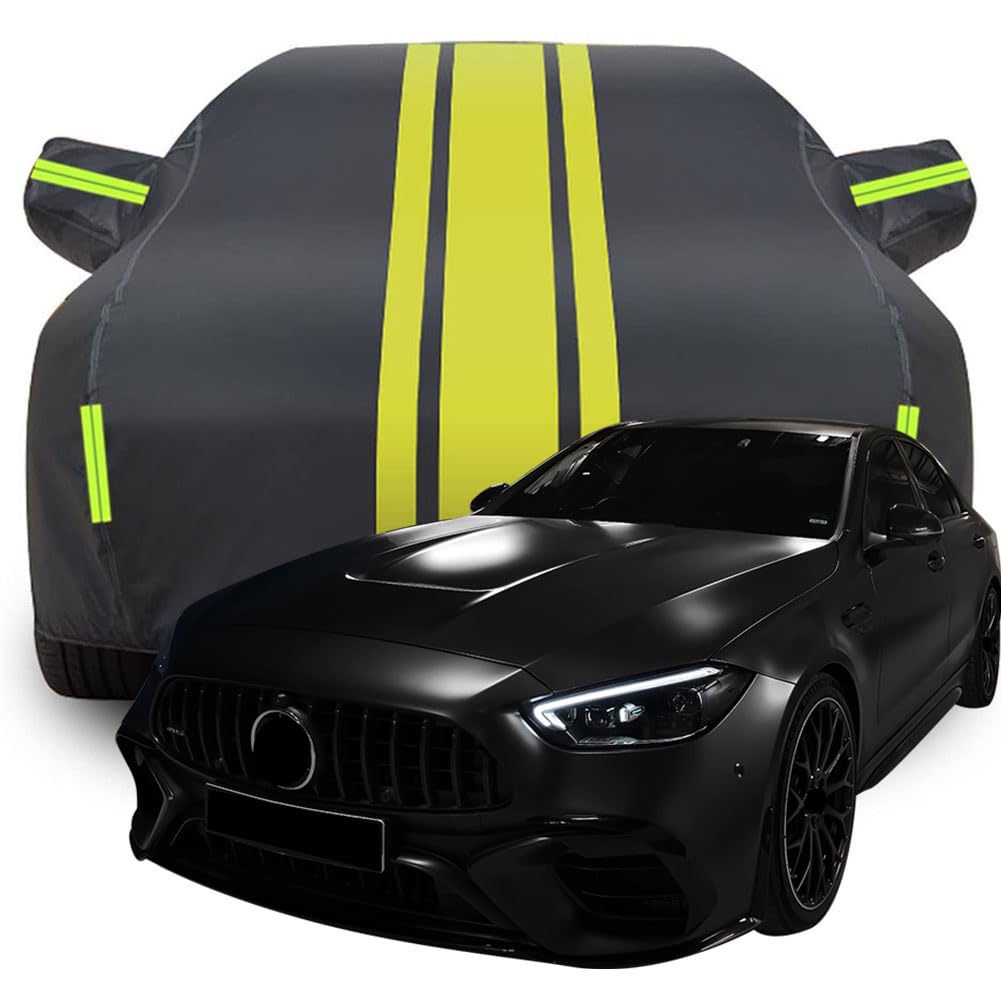 Vollgarage Autoabdeckung für 2020-2023 Mercedes-AMG C63S E Performance, Wasserdicht/Kratzfest/Uv-Schutz Autoplanen Garagen Hagelschutzplane,C-Black-Yellow von ZCHQF