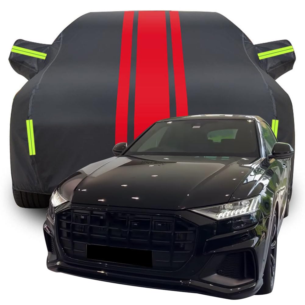 Vollgarage Autoabdeckung für 2023 Audi Q8 Competition plus, Wasserdicht/Kratzfest/Uv-Schutz Autoplanen Garagen Hagelschutzplane,A-Black-Red von ZCHQF