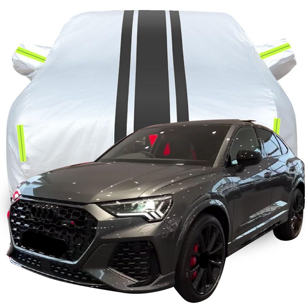 Vollgarage Autoabdeckung für 2023 Audi RS Q3 Sportback, Wasserdicht/Kratzfest/Uv-Schutz Autoplanen Garagen Hagelschutzplane,B-Silver-Black von ZCHQF