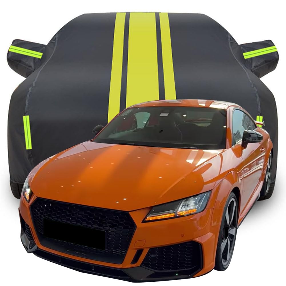Vollgarage Autoabdeckung für 2023 Audi TT RS Coupé, Wasserdicht/Kratzfest/Uv-Schutz Autoplanen Garagen Hagelschutzplane,C-Black-Yellow von ZCHQF