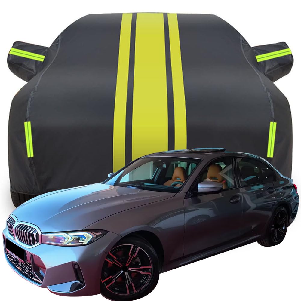 Vollgarage Autoabdeckung für 2023 BMW 3 Series interior, Wasserdicht/Kratzfest/Uv-Schutz Autoplanen Garagen Hagelschutzplane,C-Black-Yellow von ZCHQF