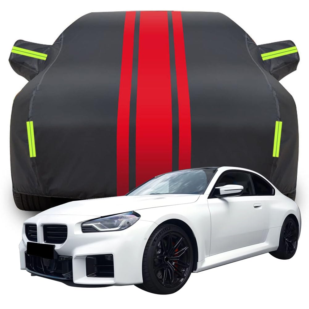 Vollgarage Autoabdeckung für 2023 BMW M2, Wasserdicht/Kratzfest/Uv-Schutz Autoplanen Garagen Hagelschutzplane,A-Black-Red von ZCHQF