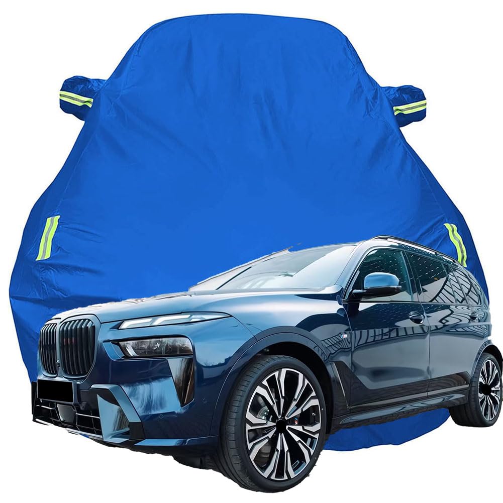 Vollgarage Autoabdeckung für 2023 BMW X7 SUV, Schnee/Kratzfest/Uv-Schutz Oxford Autoplanen Garagen, Hagelschutzplane,Blue-Plus-Cotton von ZCHQF