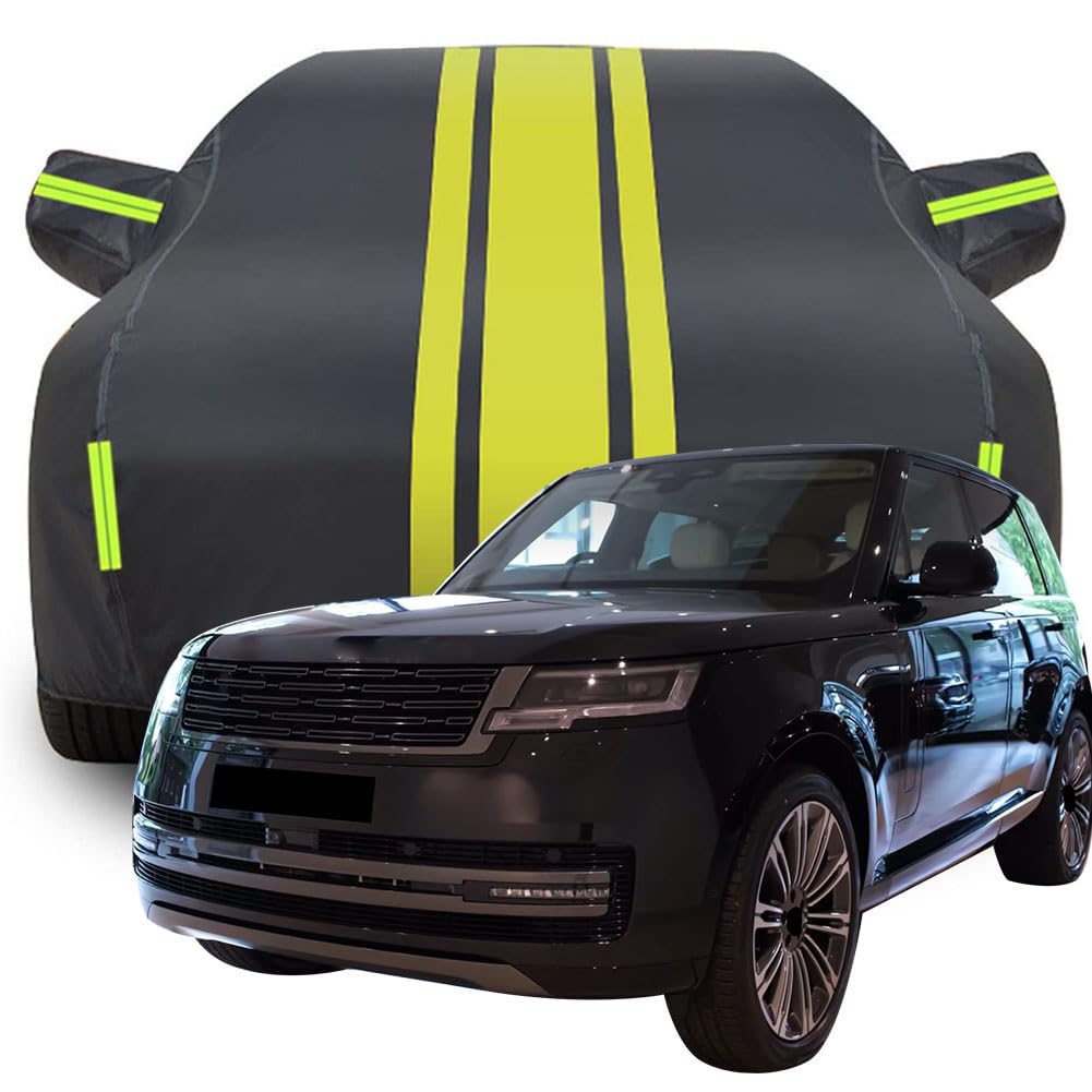 Vollgarage Autoabdeckung für 2023 Land Rover Range Rover, Wasserdicht/Kratzfest/Uv-Schutz Autoplanen Garagen Hagelschutzplane,C-Black-Yellow von ZCHQF