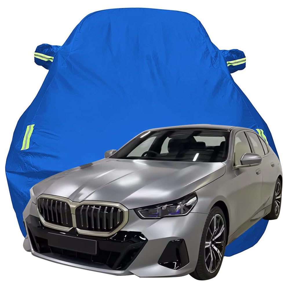 Vollgarage Autoabdeckung für 2024 BMW 5 Series, Schnee/Kratzfest/Uv-Schutz Oxford Autoplanen Garagen, Hagelschutzplane,Blue-Plus-Cotton von ZCHQF
