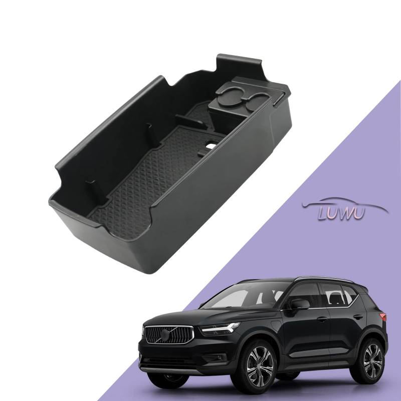 ZCLINKO Kompatibel mit Volvo XC40 2018-2022 Kompatibel mit Auto Mittelkonsole Armlehnen Aufbewahrungsbox Handschuhfach Organizer für Zubehör mit Rutschfester Matte von ZCLINKO