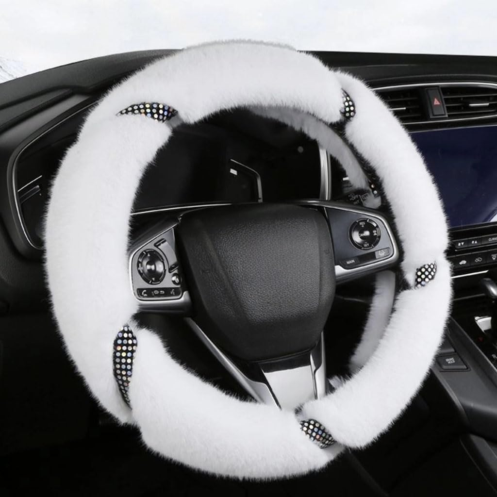 Lenkradbezug Plüsch Für Alfa Romeo Brera 2005-2011,Auto Lenkradschutz Schutz Weichen Plüsch Winter Warme Anti-rutsch Lenkrad Auto Innen Dekorieren Teile,White von ZCNDGHMQ