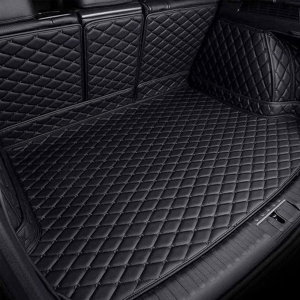 Vollabdeckung Auto Leder Kofferraummatte für Hyundai New Santafe 2013-2018 (Seven Seats),Auto Cargo Liner Pads rutschfest Kofferraum Schutzmatte Zubehör,Black von ZCNDGHMQ