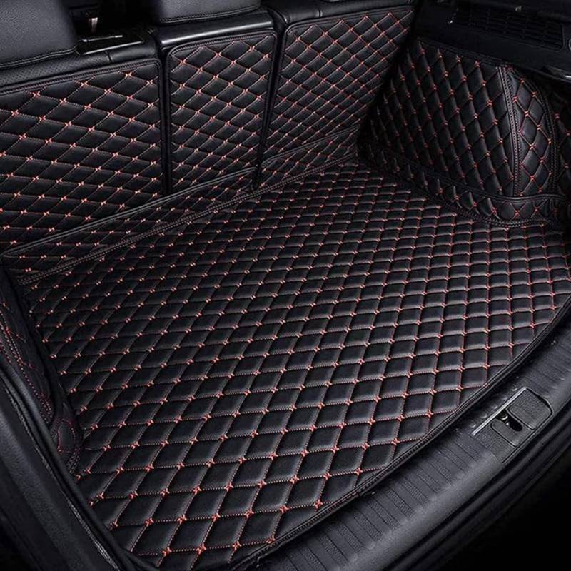 Vollabdeckung Auto Leder Kofferraummatte für Hyundai Palisades 2021-2024 (six Seats),Auto Cargo Liner Pads rutschfest Kofferraum Schutzmatte Zubehör,Black red von ZCNDGHMQ