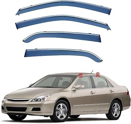 4 Stück Auto-Windabweiser Für Accord MK7-CM 2003-2007, vordere und hintere Seitenfenster-Visier, Regen- und Rauchschutz Autozubehör von ZCXUIE