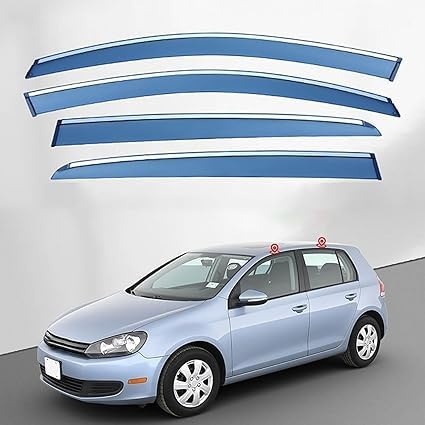 4 Stück Auto-Windabweiser Für VW Golf 6 2009-2012, vordere und hintere Seitenfenster-Visier, Regen- und Rauchschutz Autozubehör von ZCXUIE