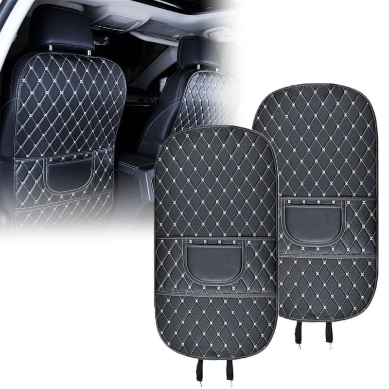 ZCZMAD 2 Stück Auto Rückenlehne Schutz Für Jaguar XF 2007-2020/Jaguar XE, Auto Rücksitz Anti Kick Pad, Wasserdicht Sitzschutz Auto-Rückenlehne, Pu Leder,A-Large von ZCZMAD