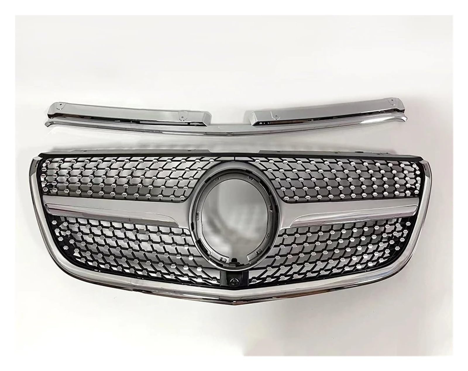 Auto Front Kühlergrille Für Benz W447 Vito 2015-2023 GT GTR Diamant Stil Front Stoßstange Kühlergrill Einlass Mesh Grill Gitter Styling Tuning Frontgrills(2020-2023 DM Silvery) von ZCera