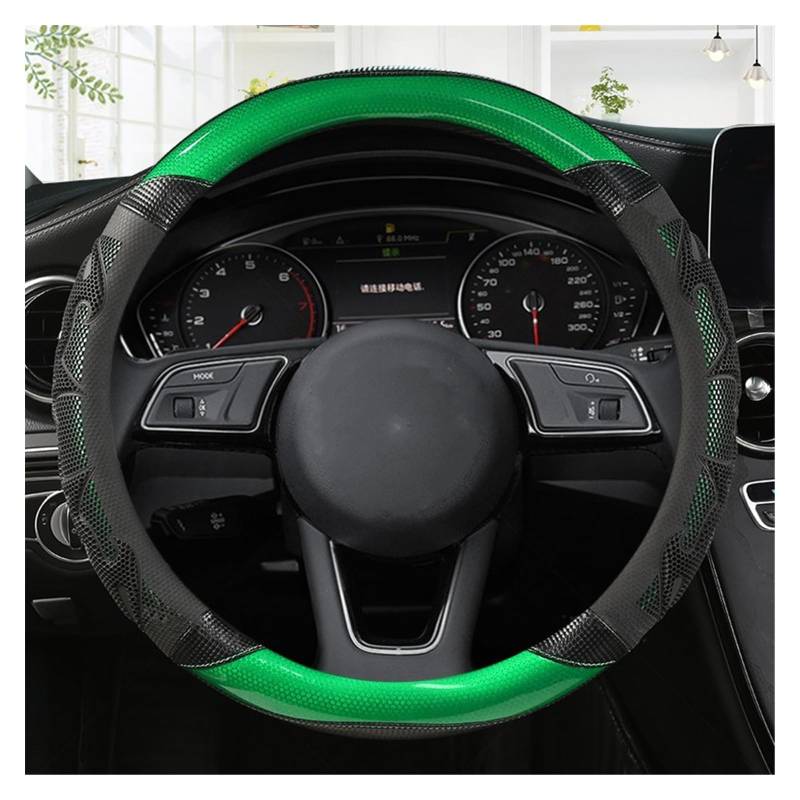 Lenkradabdeckungen Für A1 Für A3 A4L A6L Für A3 Q2L Für Q3 Q5L Für Q7 TT Carbon Faser Leder Sport Auto Lenkrad Abdeckung rutschfeste Lenkradbezüge(Green O Shape) von ZCera