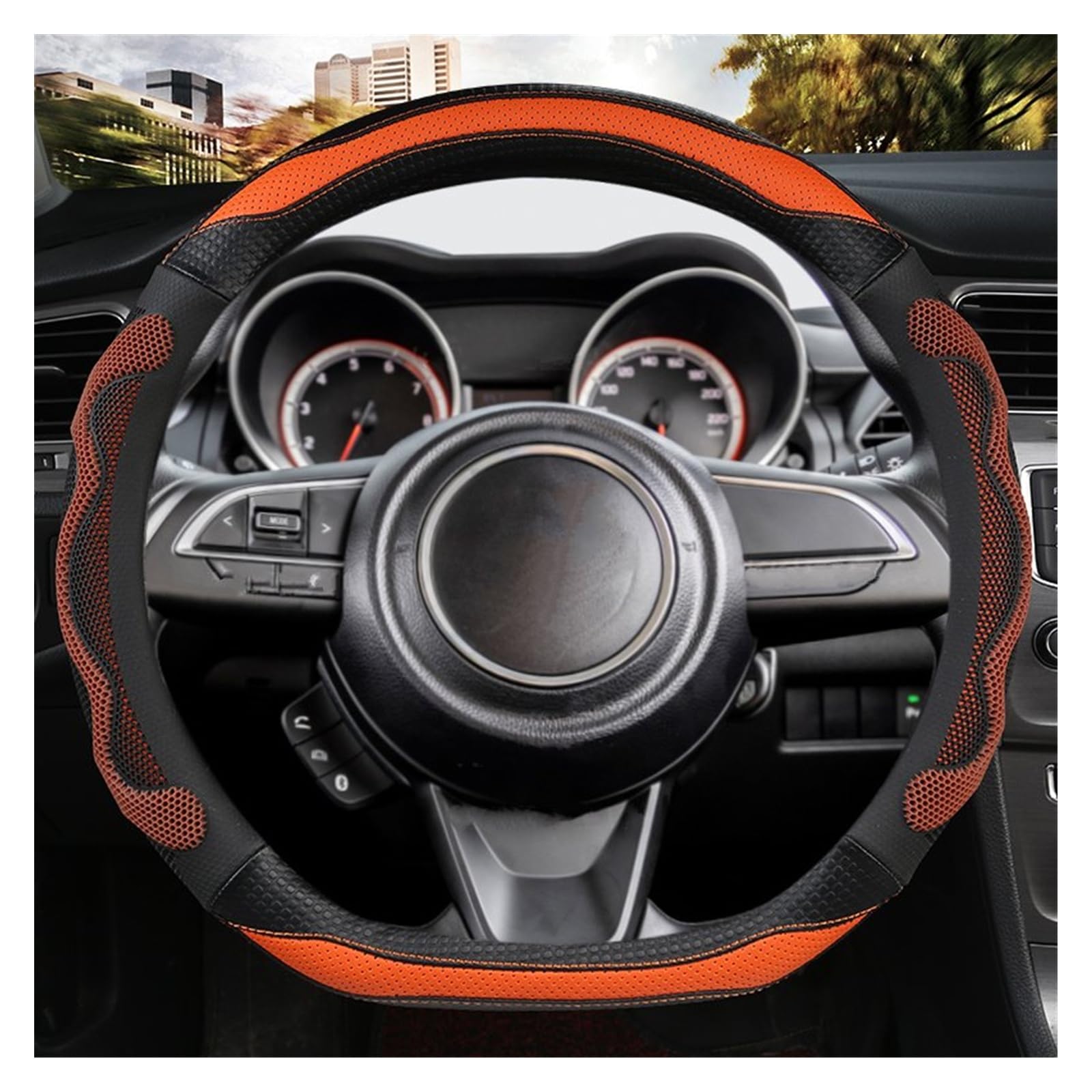 Lenkradabdeckungen Für Suzuki Für Swift 2017 2018 2019 2020 2021 2022 Für Sport Mikrofaser Leder D Form 38cm Auto Lenkrad Abdeckung Lenkradbezüge(ORANGE) von ZCera