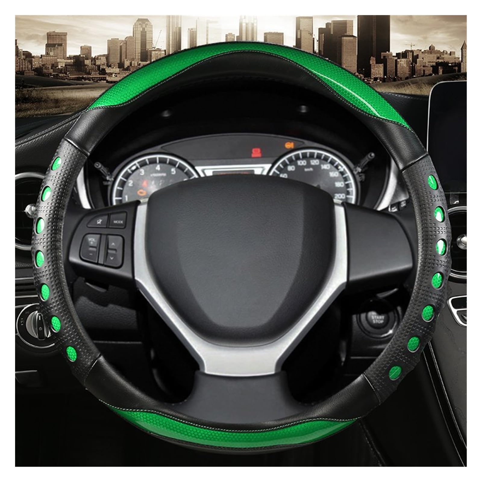 Lenkradabdeckungen Für Suzuki Für Swift Für Vitara Für Celerio SX4 Für S-Cross 2011-2019 PU-Leder-Autolenkradabdeckung Lenkradbezüge(Green) von ZCera