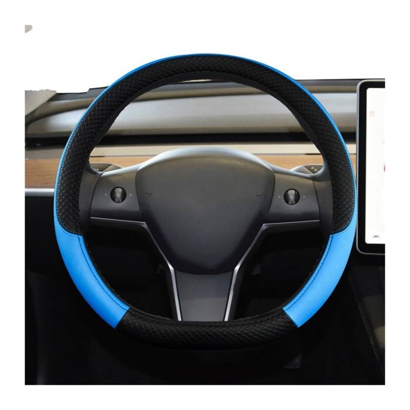 Lenkradabdeckungen Für Tesla Für Modell 3 2016 2017 2018 2019 2020-2023 9 Farben Autolenkradabdeckung PU-Leder Rutschfestes Autozubehör Lenkradbezüge(Blue) von ZCera