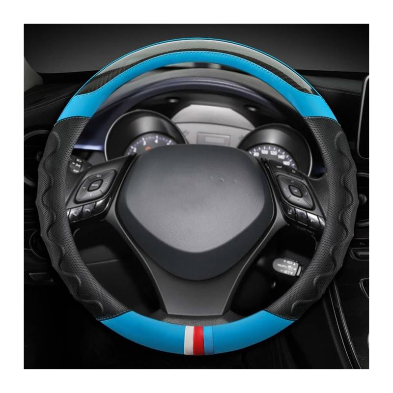 Lenkradabdeckungen Für Toyota Für CHR Für C-HR Autozubehör Kohlefaser + Leder Sport Auto Lenkradbezug Lenkradbezüge(Blue) von ZCera