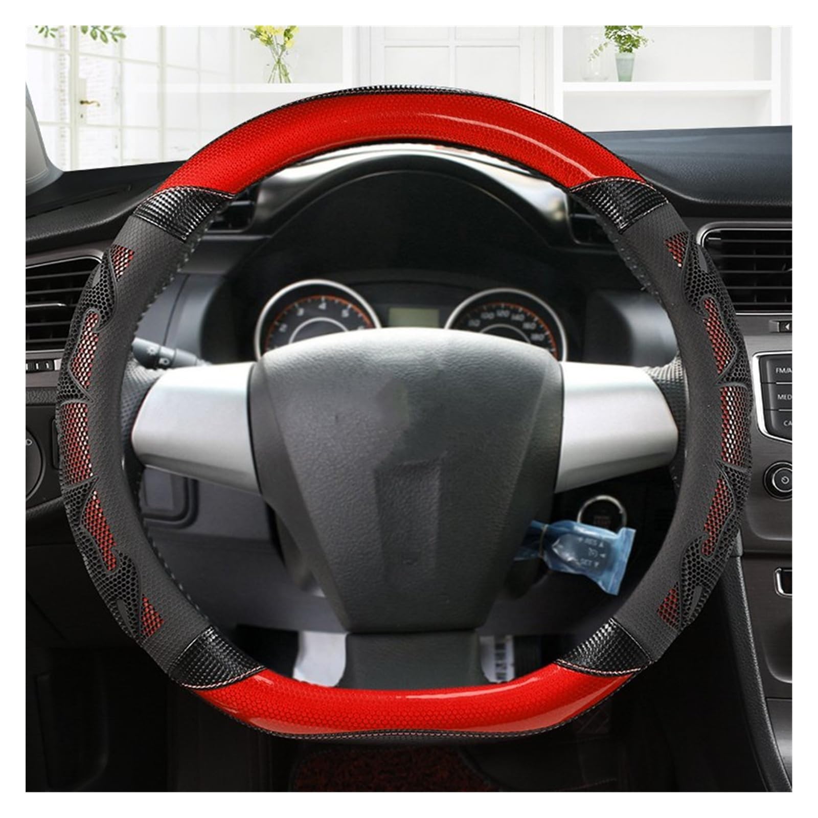 Lenkradabdeckungen Für Toyota Für Corolla Für RAV4 2011 2012 Für Wish AE10 AE20 2003~2017 Autozubehör Auto Lenkradbezug PU-Leder Lenkradbezüge(Black RED) von ZCera