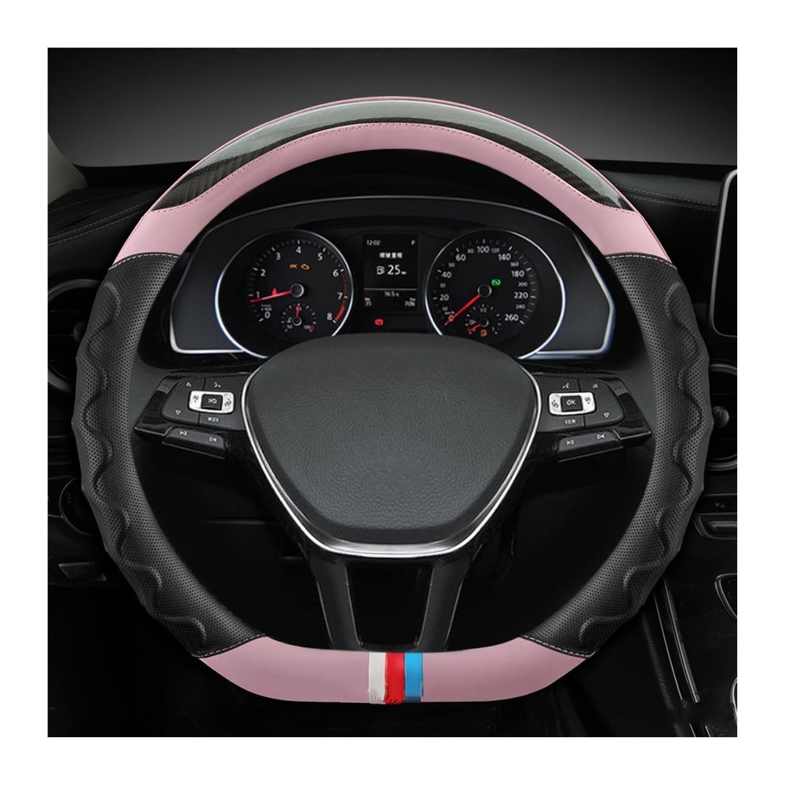 Lenkradabdeckungen Für VW Für Golf 7 8 Für Polo Für Scirocco Für Jetta 6 Für Santana Auto Accesorioss D Form Auto Lenkrad Abdeckung Lenkradbezüge(PINK) von ZCera