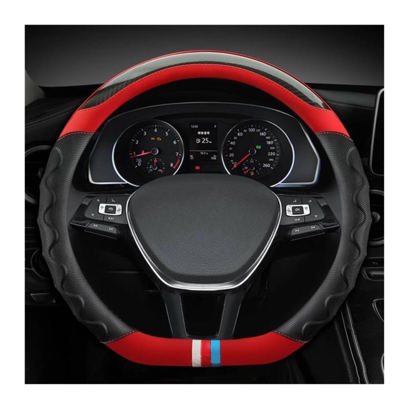 Lenkradabdeckungen Für VW Für Golf 7 8 Für Polo Für Scirocco Für Jetta 6 Für Santana Auto Accesorioss D Form Auto Lenkrad Abdeckung Lenkradbezüge(RED) von ZCera