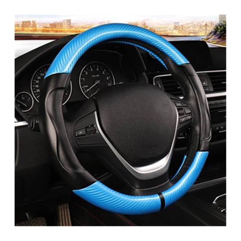 Lenkradabdeckungen Für X5 Für E53 Carbon Fiber Sport Auto Lenkradbezug Weiches Mikrofaser-Leder-Design rutschfest Lenkradbezüge(Blue) von ZCera