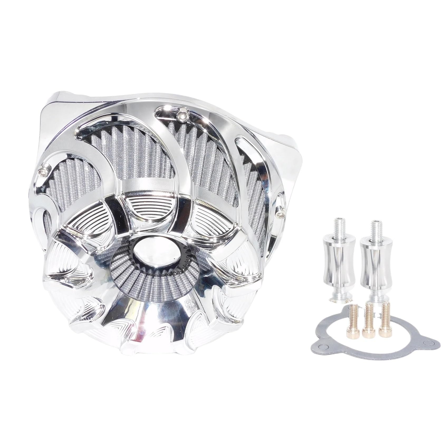 Luftfilter Motorrad Für Softail Für Touring Für Road King Für Electra Street Für Road Glide Für Sportster Motorrad Chrom Luftfilter Luftfilter Ansaugsystem Motorrad Luftansaugfilter(Air Cleaner C) von ZCera