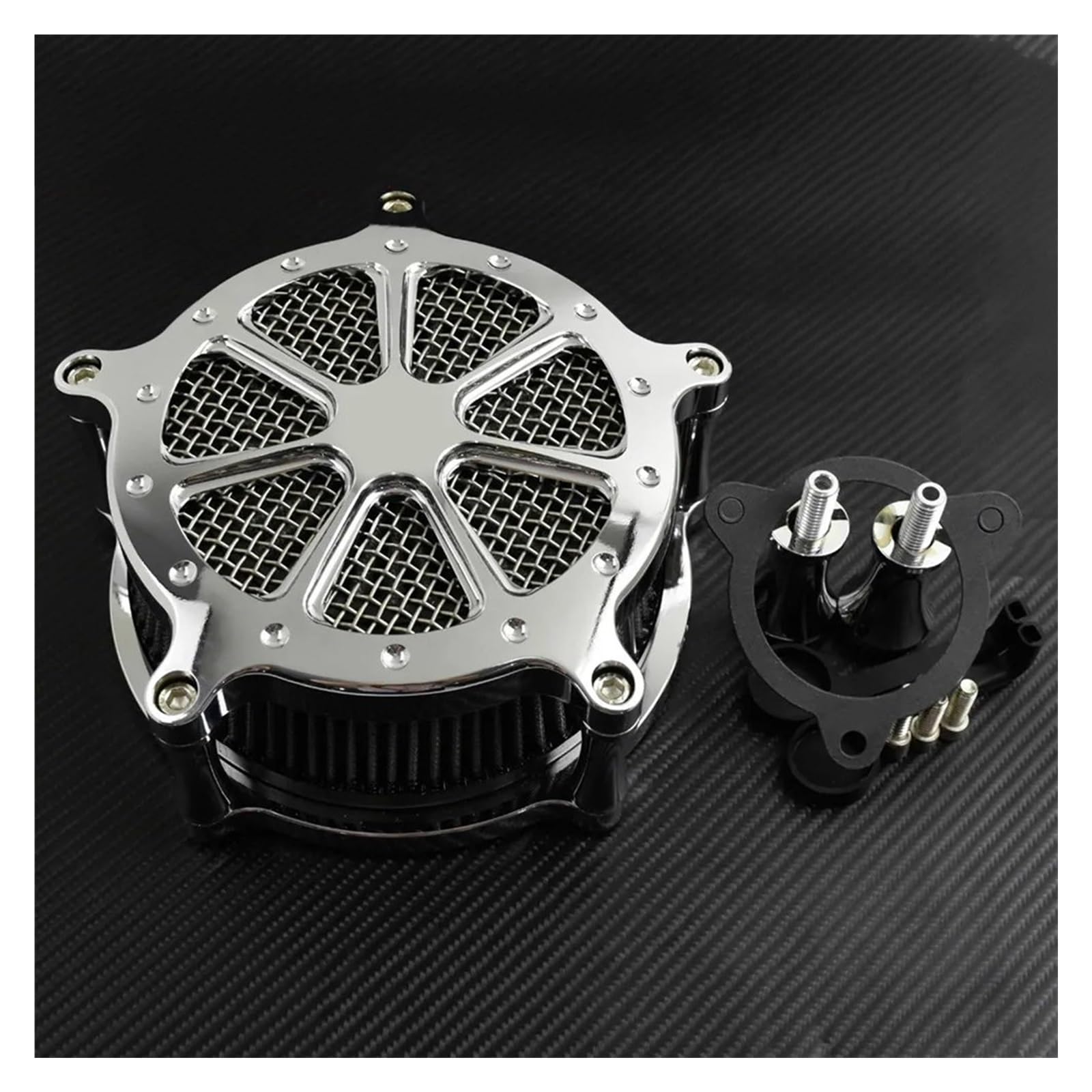 Luftfilter Motorrad Für Sportster Für Dyna Für FXDLS Für Softail Für Fat Boy Für Touring Für Straße Für Road Glide Motorrad Chrom Luftfilter Grau Ansaugfilter Kit Motorrad Luftansaugfilter(Air Filter von ZCera