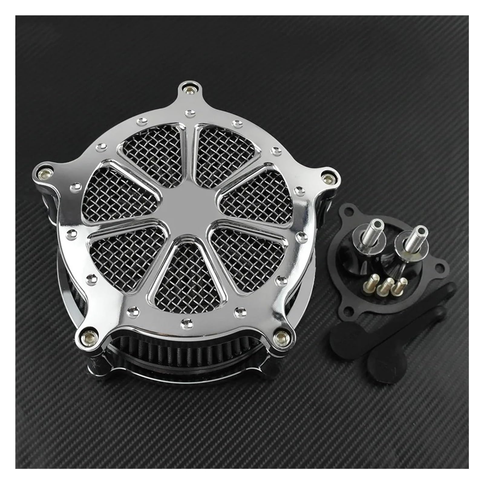 Luftfilter Motorrad Für Sportster Für Dyna Für FXDLS Für Softail Für Fat Boy Für Touring Für Straße Für Road Glide Motorrad Chrom Luftfilter Grau Ansaugfilter Kit Motorrad Luftansaugfilter(Air Filter von ZCera