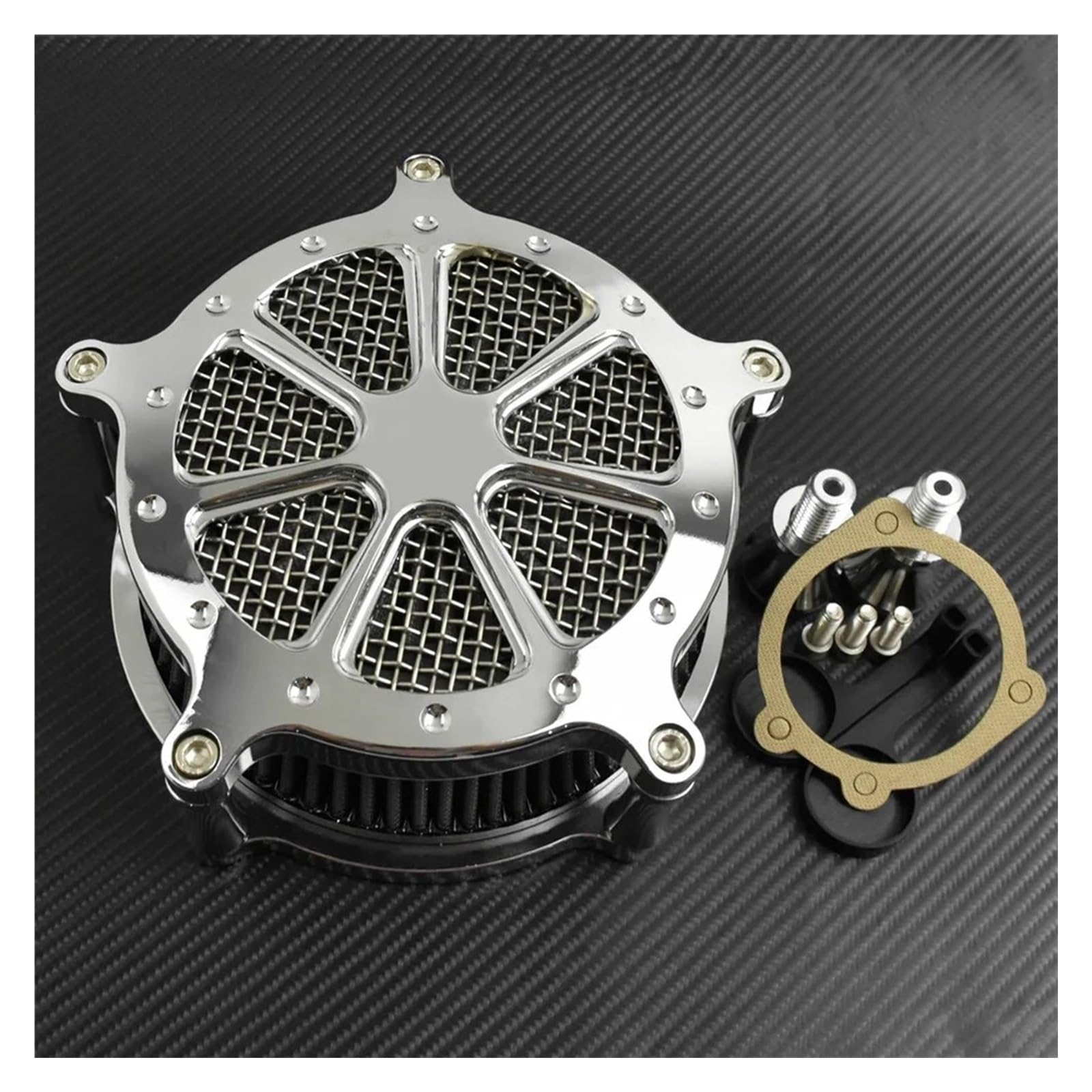 Luftfilter Motorrad Für Sportster Für Dyna Für FXDLS Für Softail Für Fat Boy Für Touring Für Straße Für Road Glide Motorrad Chrom Luftfilter Grau Ansaugfilter Kit Motorrad Luftansaugfilter(Air Filter von ZCera