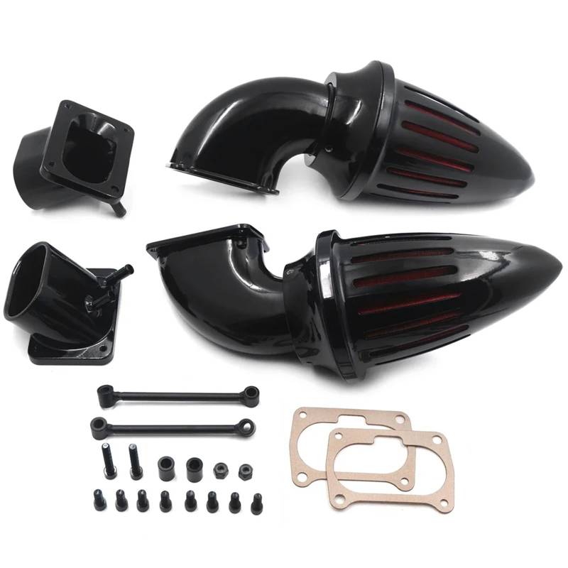 Luftfilter Motorrad Für Suzuki Für Boulevard M109R Motorrad Dual Spike Luftfilter Rot Filter Kit Intake Billet Aluminium Motorrad Luftansaugfilter(MT236B-GBK) von ZCera