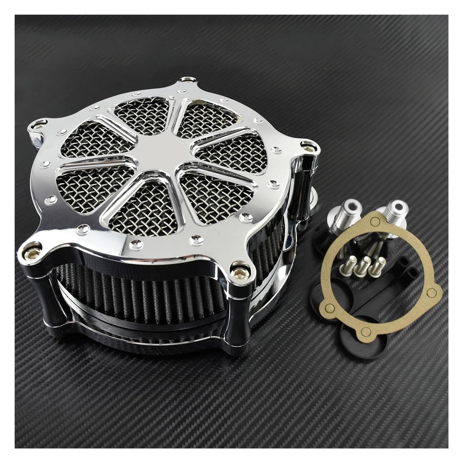 Luftfilter Motorrad Für XL Für Sportster 2004-2019 Für Touring Für Road Glide 2008-2016 Für Softail Für Fat Boy Motorrad Alle Chrom Luft Reiniger Luftfilter System Motorrad Luftansaugfilter(B Air Filt von ZCera