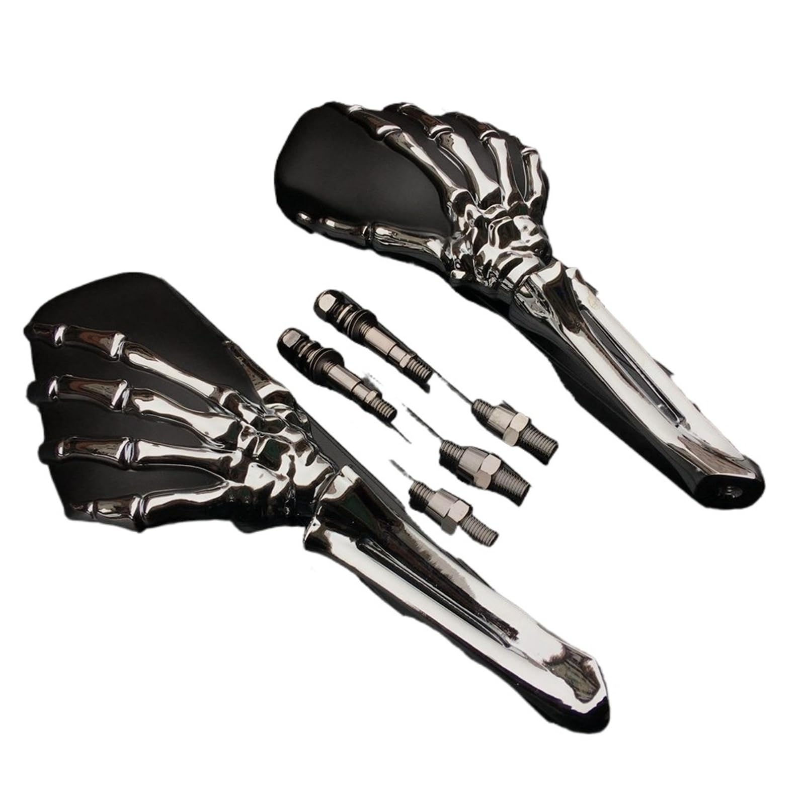 Motorrad Spiegel Für Softail Für Sportster Für Touring Motorrad Skeleton Schädel Hand Seite Spiegel Rückspiegel Motorrad Seitenspiegel(B) von ZCera